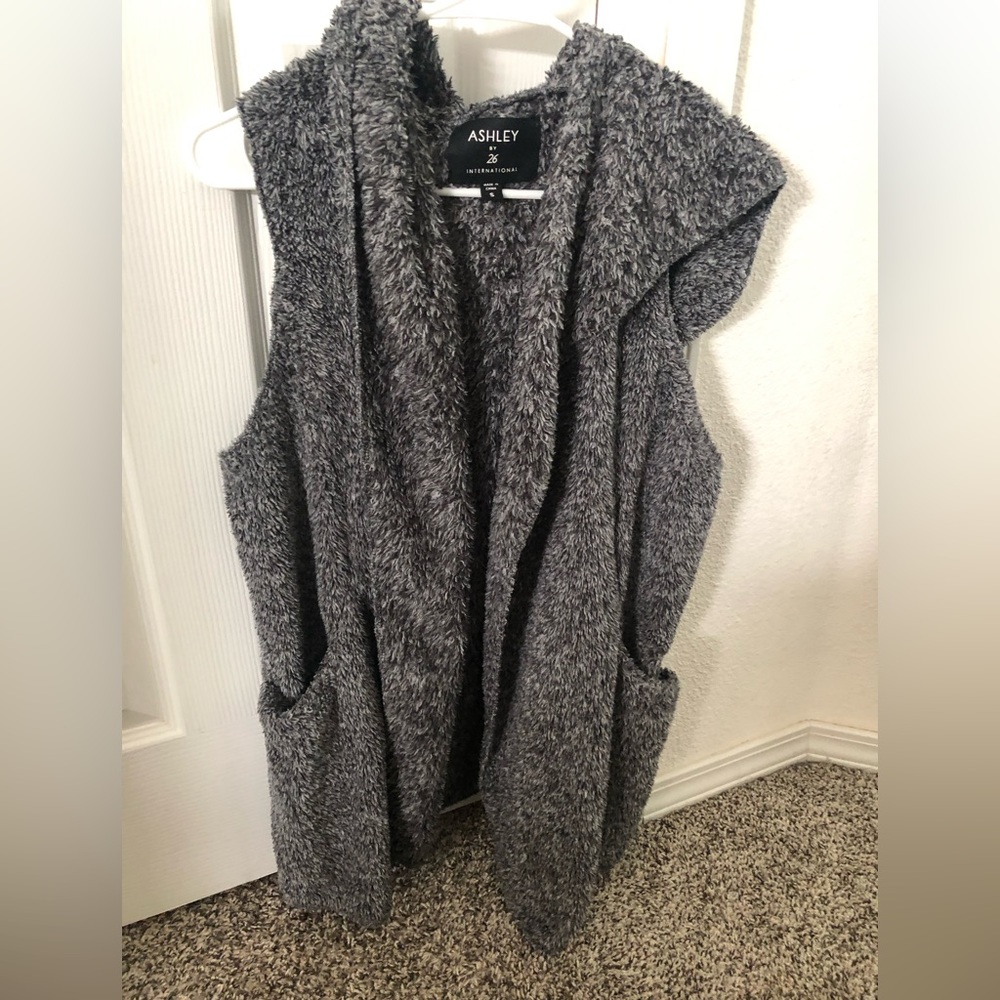 Gray fuzzy vest